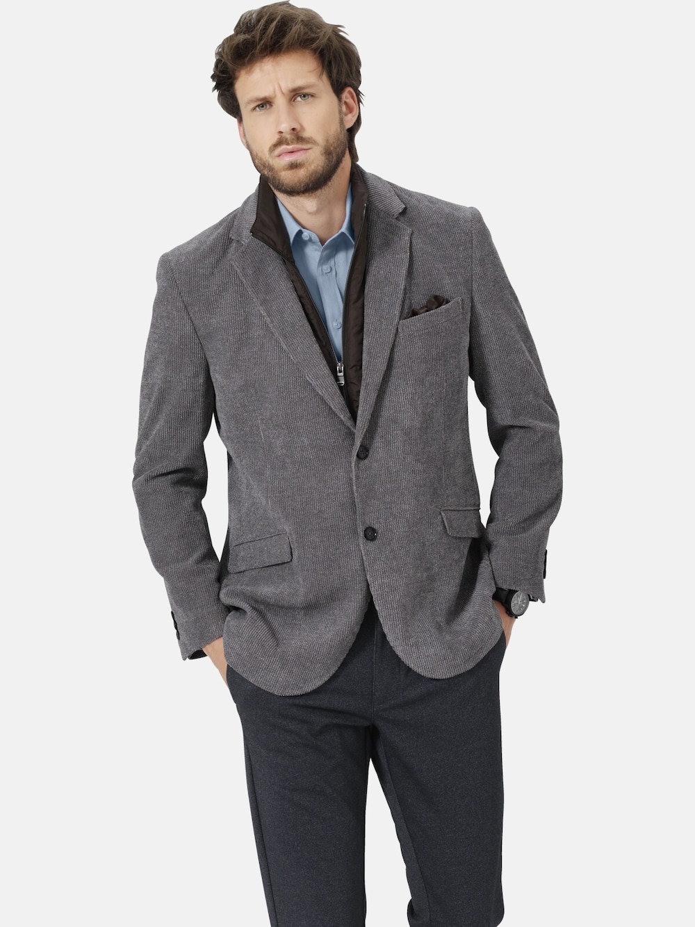 Große Größen Sakko ZELVIENTO, Herren, grau, Größe: 25, Polyester, Happy Size DE Men von Happy Size DE Men