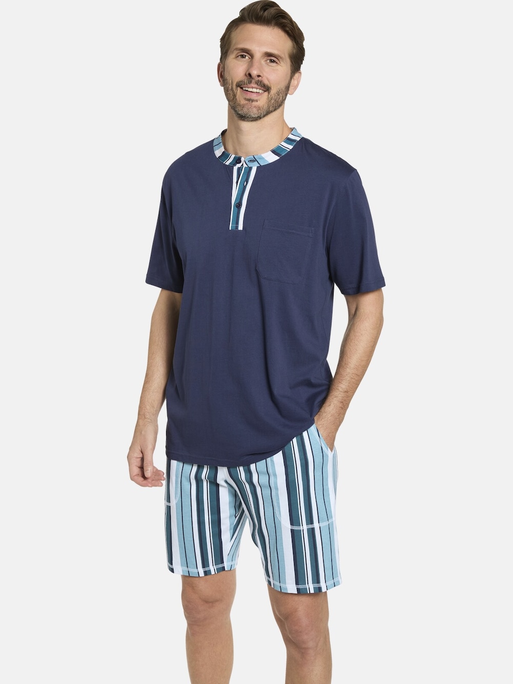 Große Größen Schlafanzug VILORO, Herren, blau, Größe: XL, Baumwolle, Happy Size DE Men von Happy Size DE Men