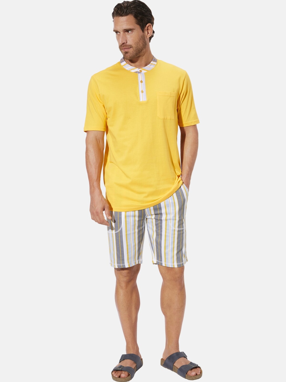 Große Größen Schlafanzug VILORO, Herren, gelb, Größe: XXL, Baumwolle, Happy Size DE Men von Happy Size DE Men