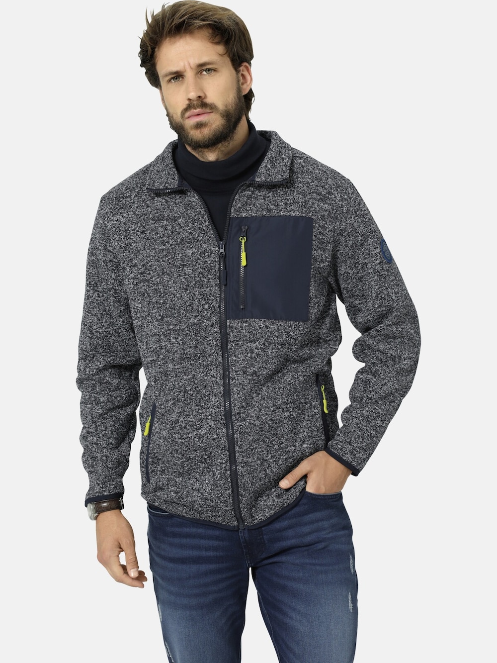 Große Größen Strickfleecejacke FIORELONI, Herren, grau, Größe: 52, Polyester, Happy Size DE Men von Happy Size DE Men