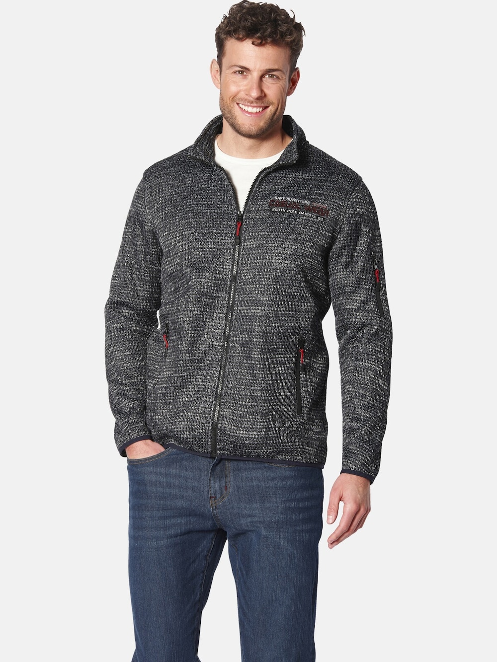 Große Größen Strickfleecejacke LOTTIRAGI, Herren, blau, Größe: XL, Polyester, Happy Size DE Men von Happy Size DE Men