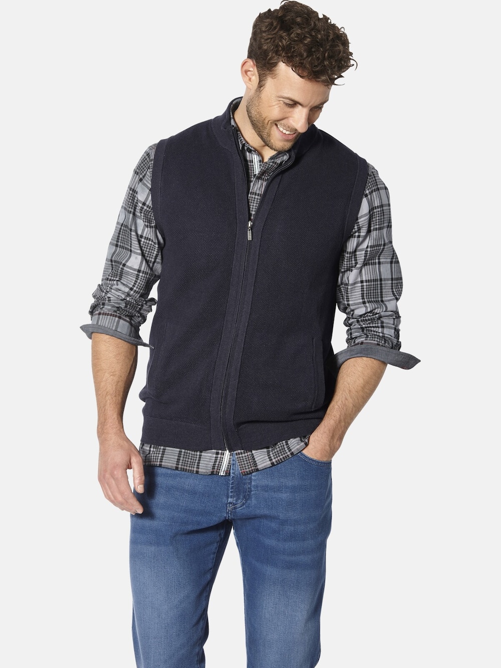 Große Größen Strickweste AMOTASSI, Herren, grau, Größe: XXL, Baumwolle, Happy Size DE Men von Happy Size DE Men