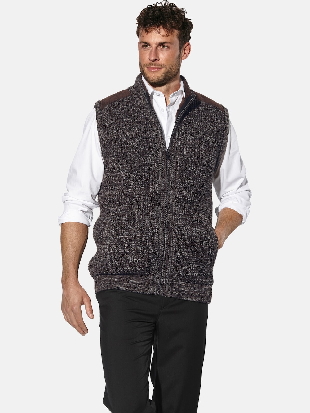 Große Größen Strickweste MAIALESSI, Herren, braun, Größe: L, Synthetische Fasern/Wolle, Happy Size DE Men von Happy Size DE Men