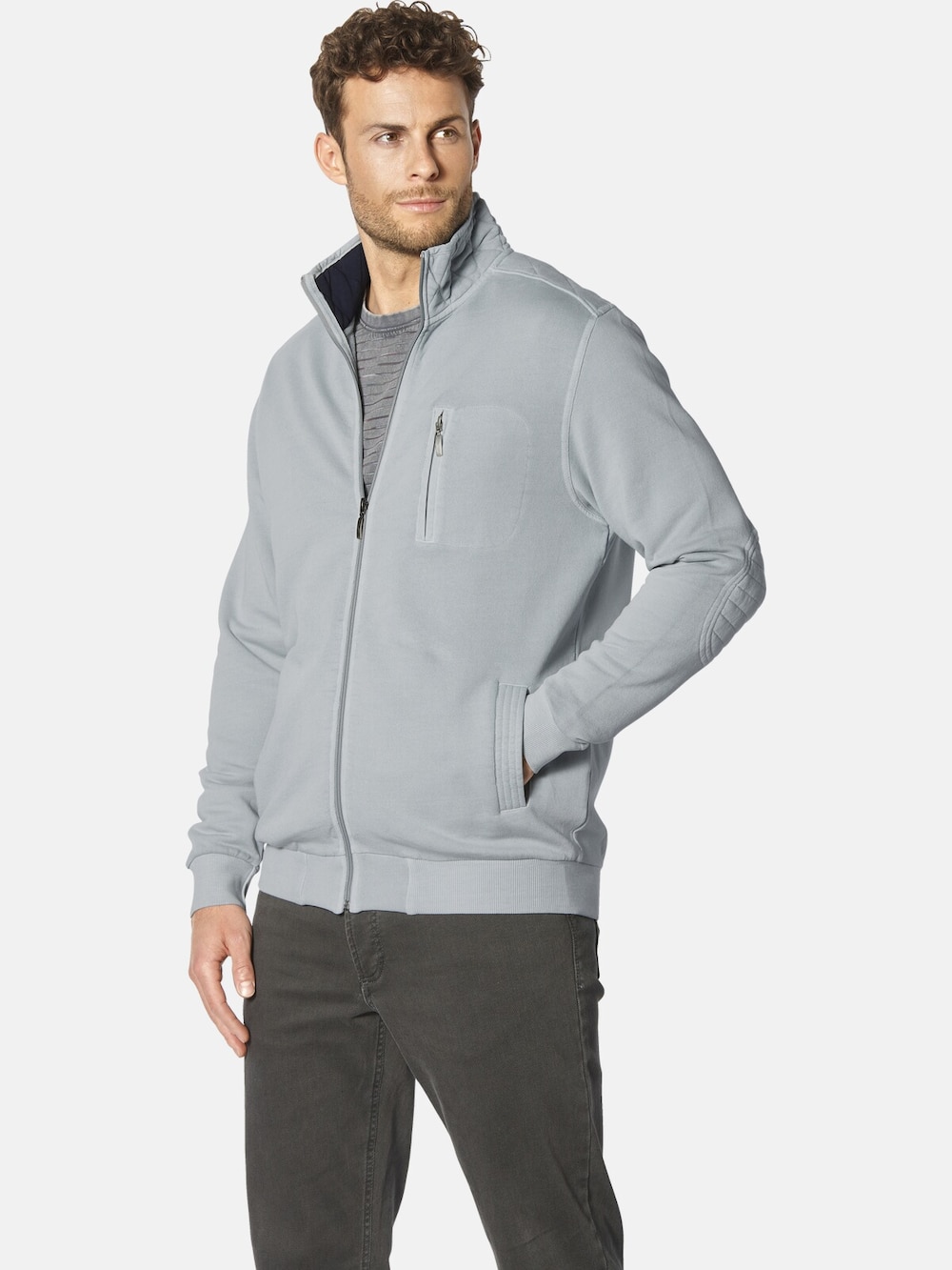 Große Größen Sweatjacke BENIPARI, Herren, grau, Größe: L, Baumwolle, Happy Size DE Men von Happy Size DE Men