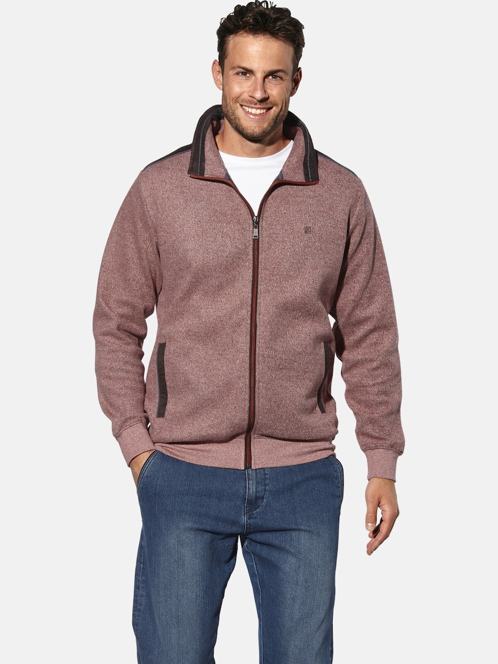 Große Größen Sweatjacke FENDORO, Herren, rot, Größe: XXL, Baumwolle, Happy Size DE Men von Happy Size DE Men