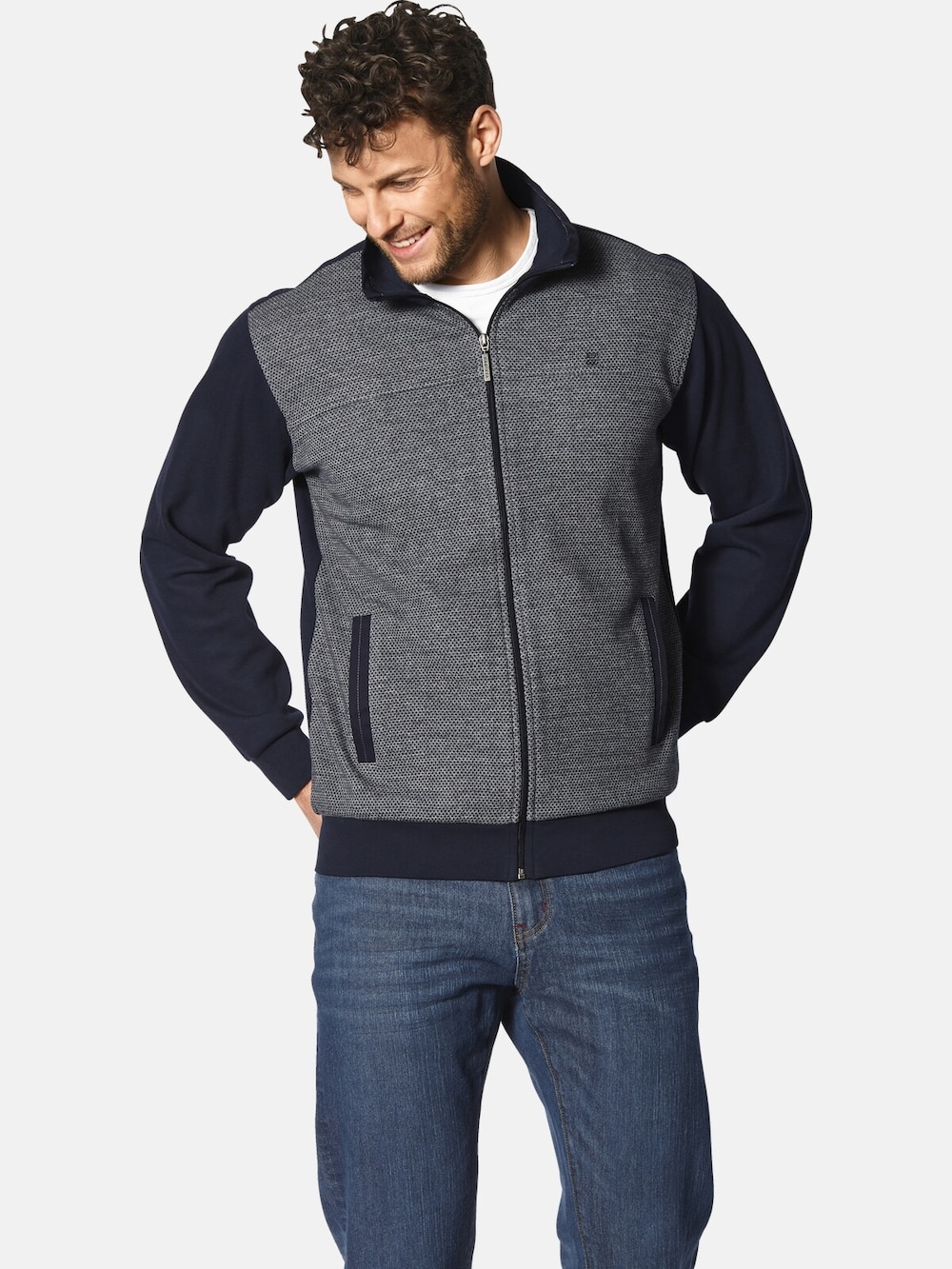 Große Größen Sweatjacke GEROZETTI, Herren, grau, Größe: L, Baumwolle, Happy Size DE Men von Happy Size DE Men