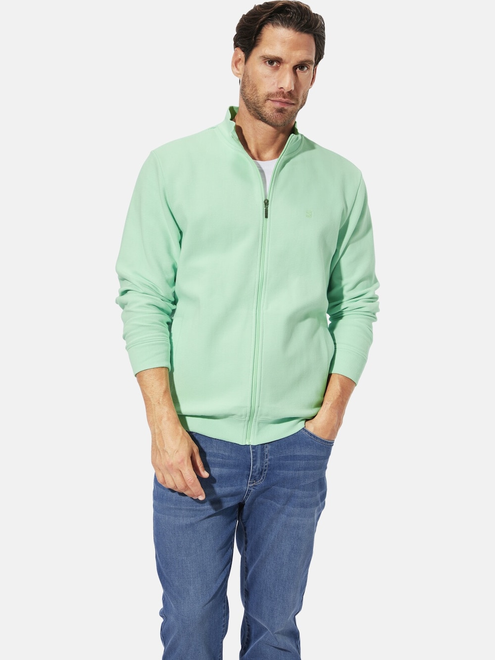 Große Größen Sweatjacke ILDON, Herren, türkis, Größe: L, Baumwolle, Happy Size DE Men von Happy Size DE Men