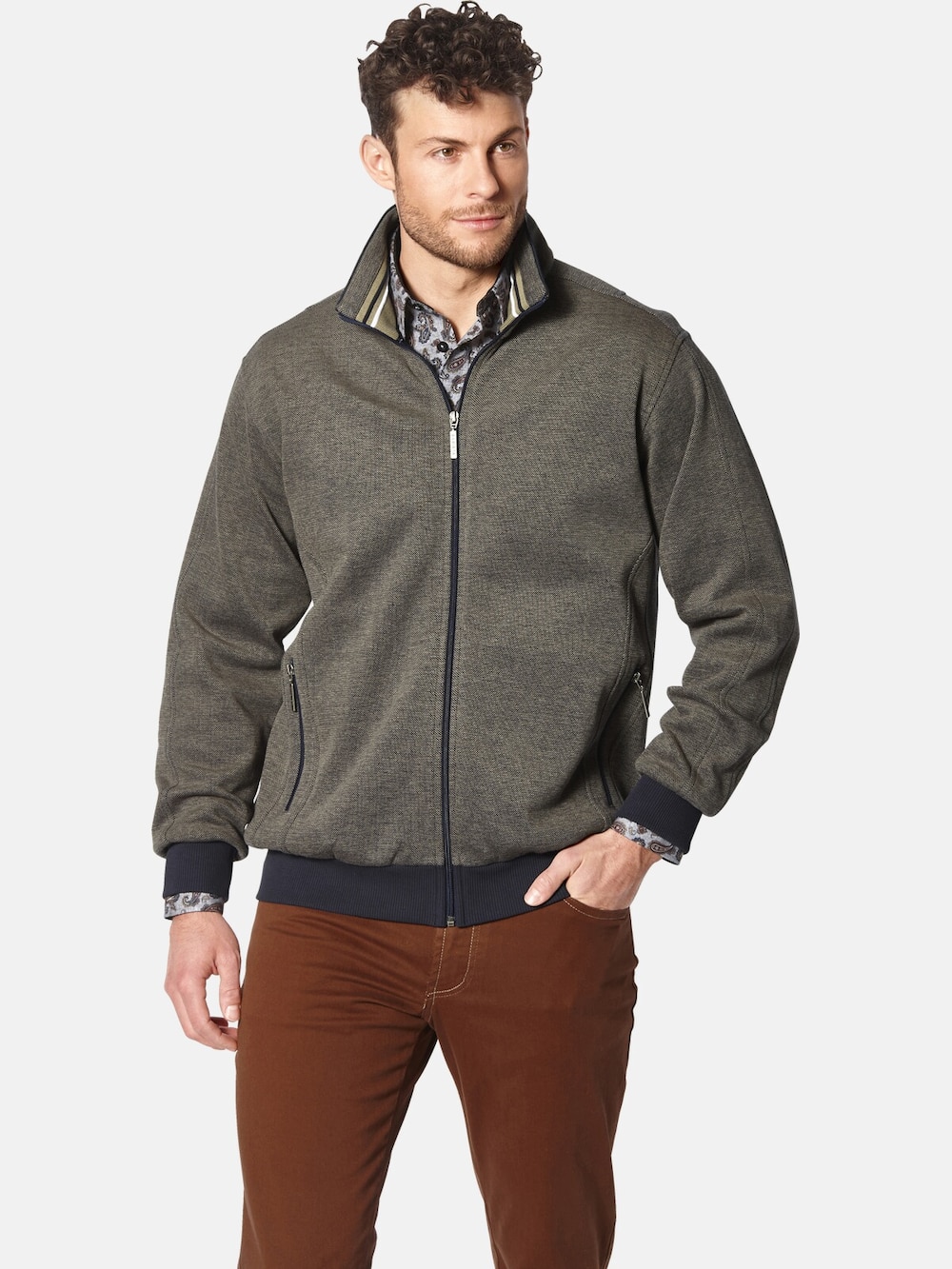 Große Größen Sweatjacke LAVATESTI, Herren, grau, Größe: L, Baumwolle, Happy Size DE Men von Happy Size DE Men