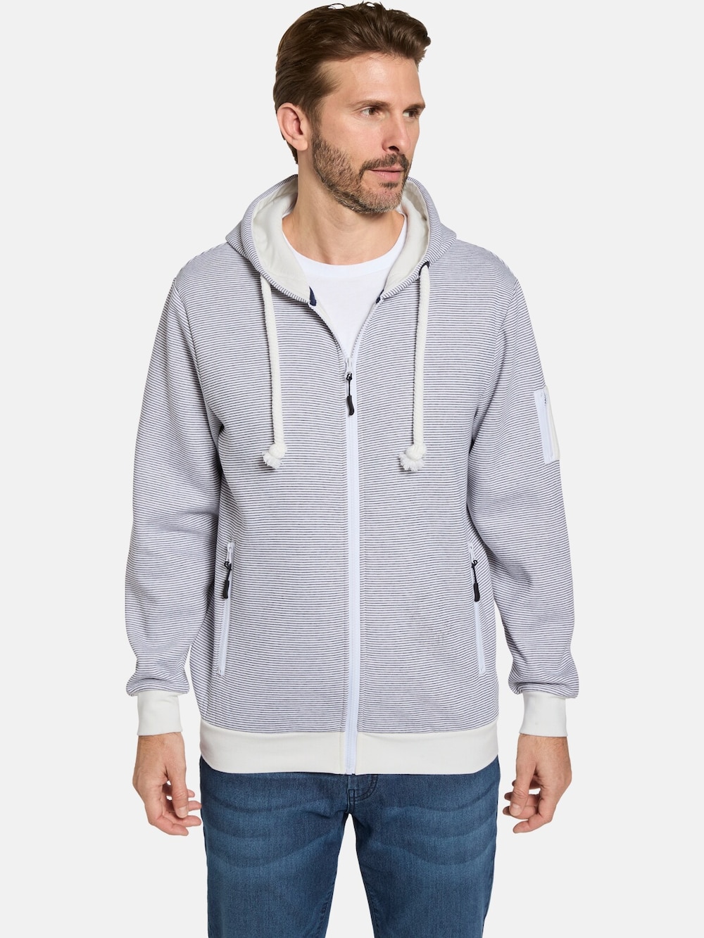 Große Größen Sweatjacke NOLIENZA, Herren, weiß, Größe: XXL, Baumwolle/Polyester, Happy Size DE Men von Happy Size DE Men