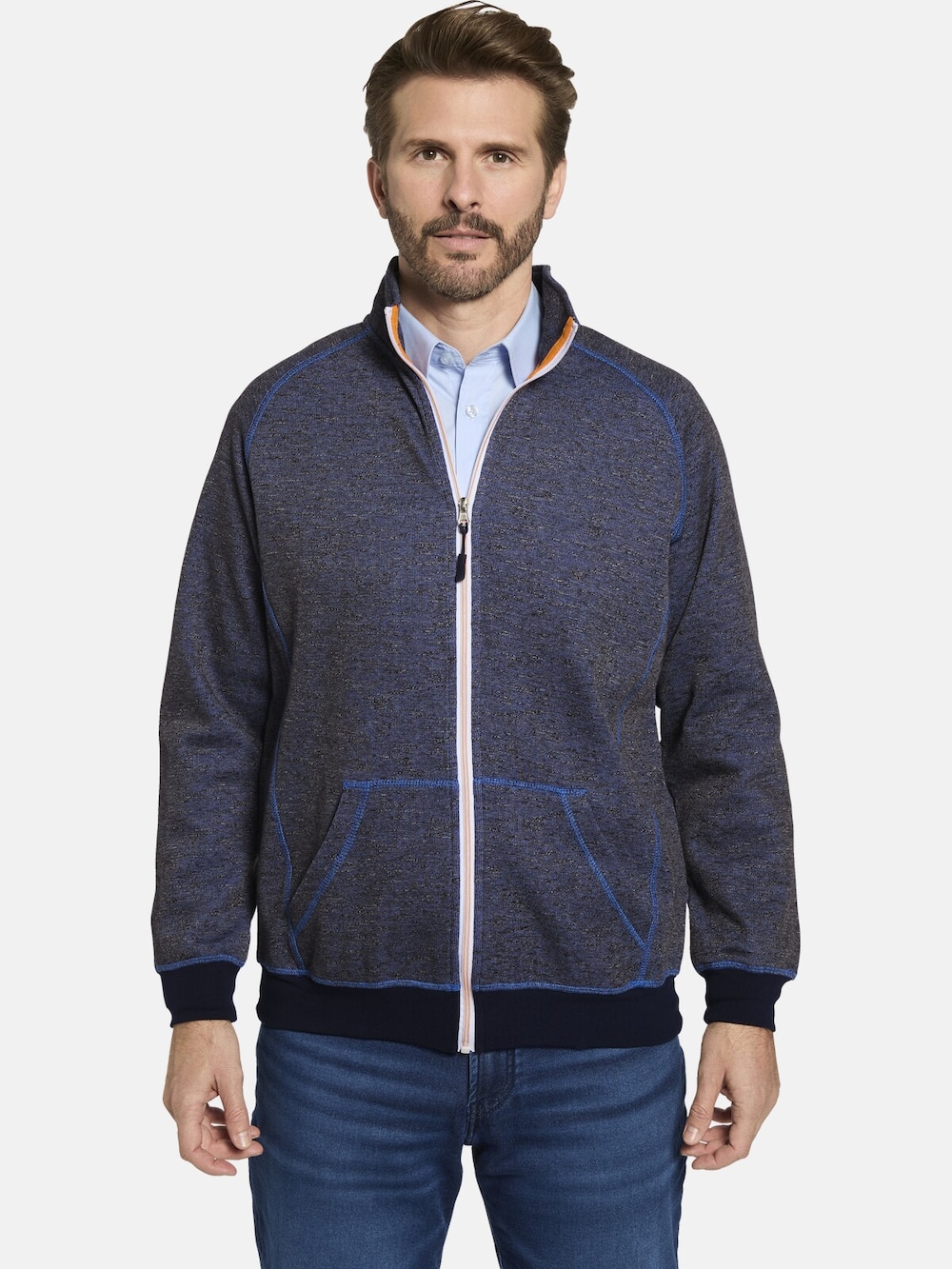 Große Größen Sweatjacke NORIELLO, Herren, blau, Größe: 3XL, Baumwolle/Polyester, Happy Size DE Men von Happy Size DE Men
