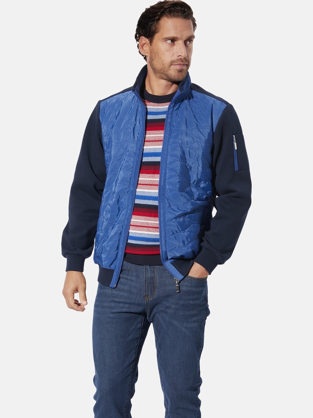 Große Größen Sweatjacke PALRON, Herren, blau, Größe: L, Polyester, Happy Size DE Men von Happy Size DE Men