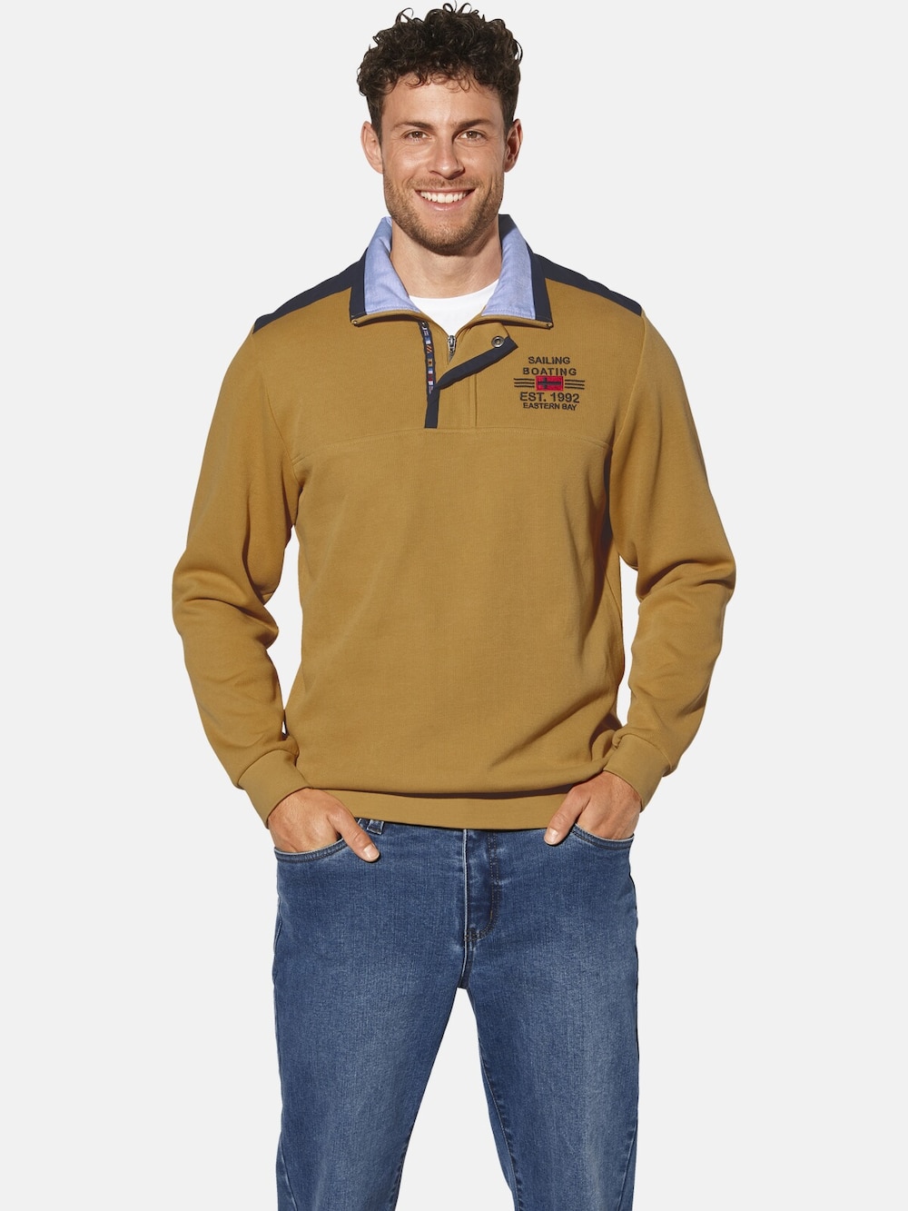 Große Größen Sweatshirt BELLAVUNTO, Herren, gelb, Größe: L, Baumwolle, Happy Size DE Men von Happy Size DE Men