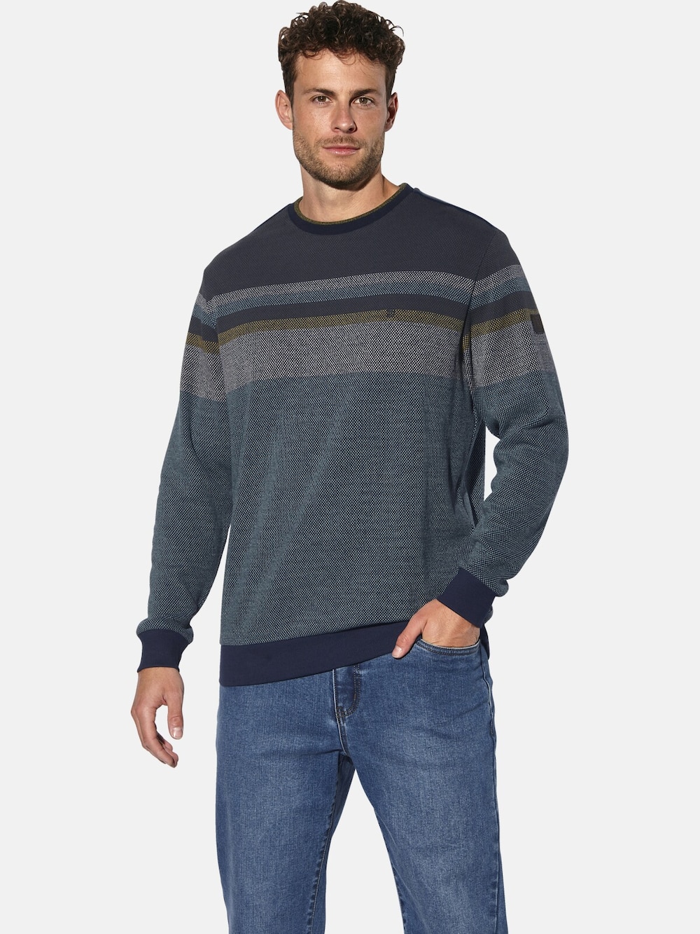 Große Größen Sweatshirt MELDIN, Herren, grau, Größe: XXL, Baumwolle, Happy Size DE Men von Happy Size DE Men