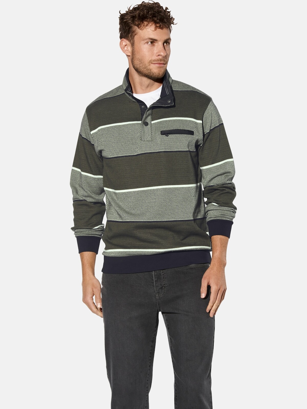 Große Größen Sweatshirt NICOLAO, Herren, grün, Größe: XL, Baumwolle, Happy Size DE Men von Happy Size DE Men