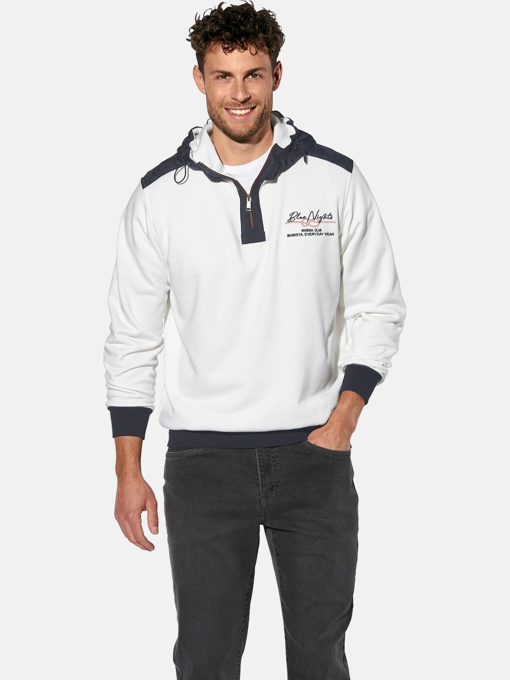 Große Größen Sweatshirt ULVIAN, Herren, weiß, Größe: L, Baumwolle, Happy Size DE Men von Happy Size DE Men