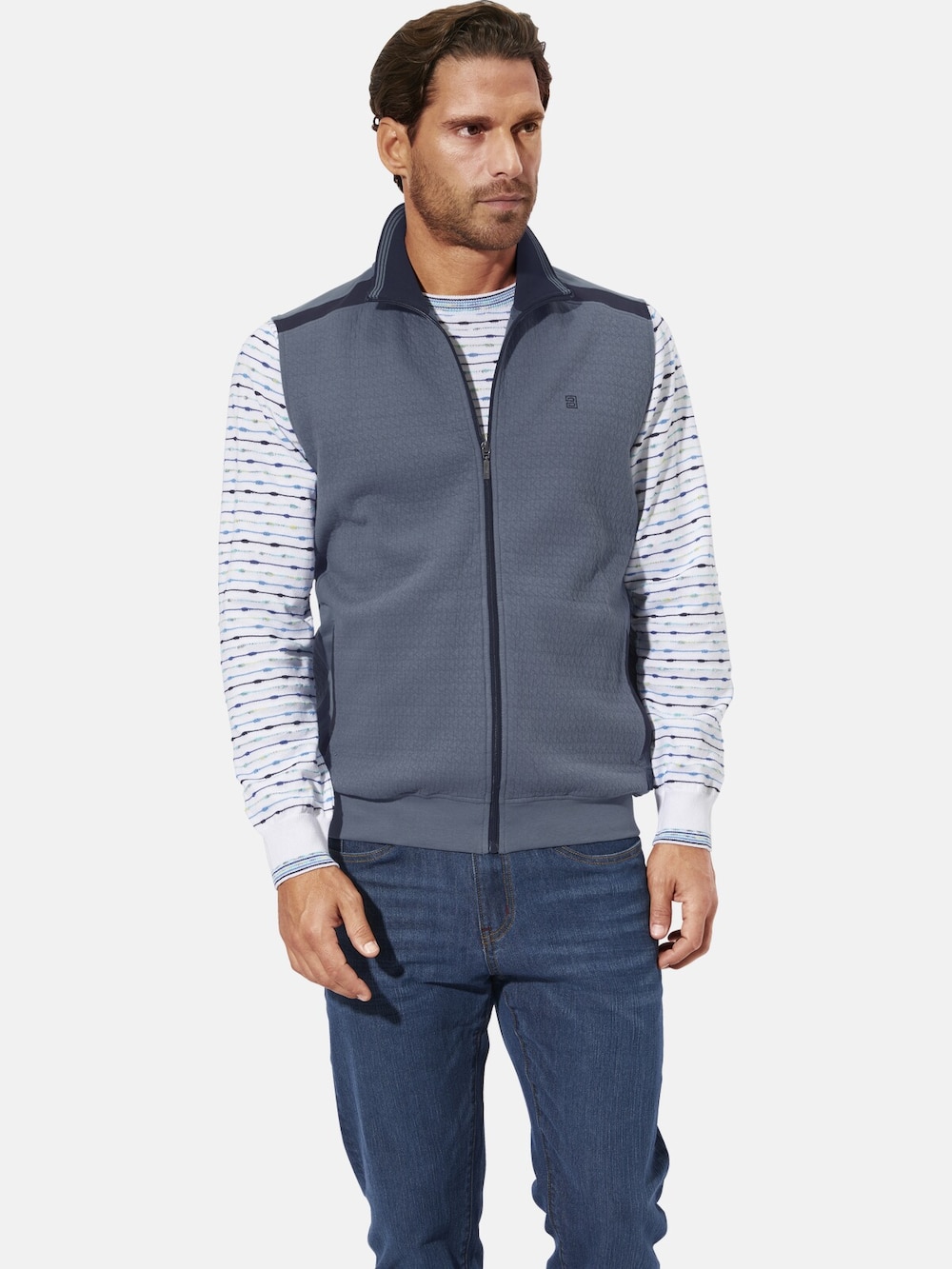 Große Größen Sweatweste GILON, Herren, blau, Größe: XL, Baumwolle/Polyester, Happy Size DE Men von Happy Size DE Men