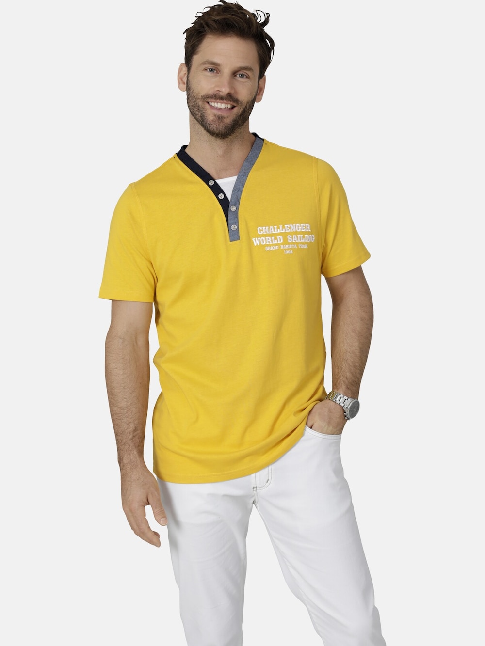 Große Größen T-Shirt ROMOLINO, Herren, gelb, Größe: 52, Baumwolle, Happy Size DE Men von Happy Size DE Men