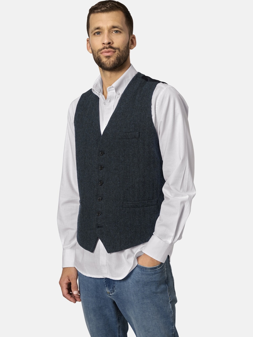 Große Größen Weste FIOREVUNZI, Herren, blau, Größe: 50, Polyester/Wolle, Happy Size DE Men von Happy Size DE Men