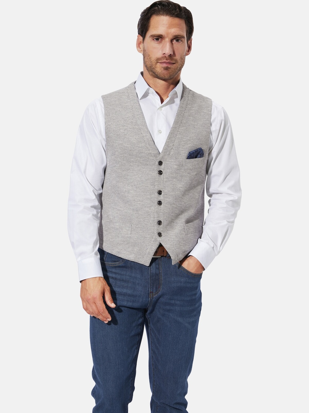 Große Größen Weste HERMINIO, Herren, blau, Größe: 56, Polyester/Baumwolle, Happy Size DE Men von Happy Size DE Men