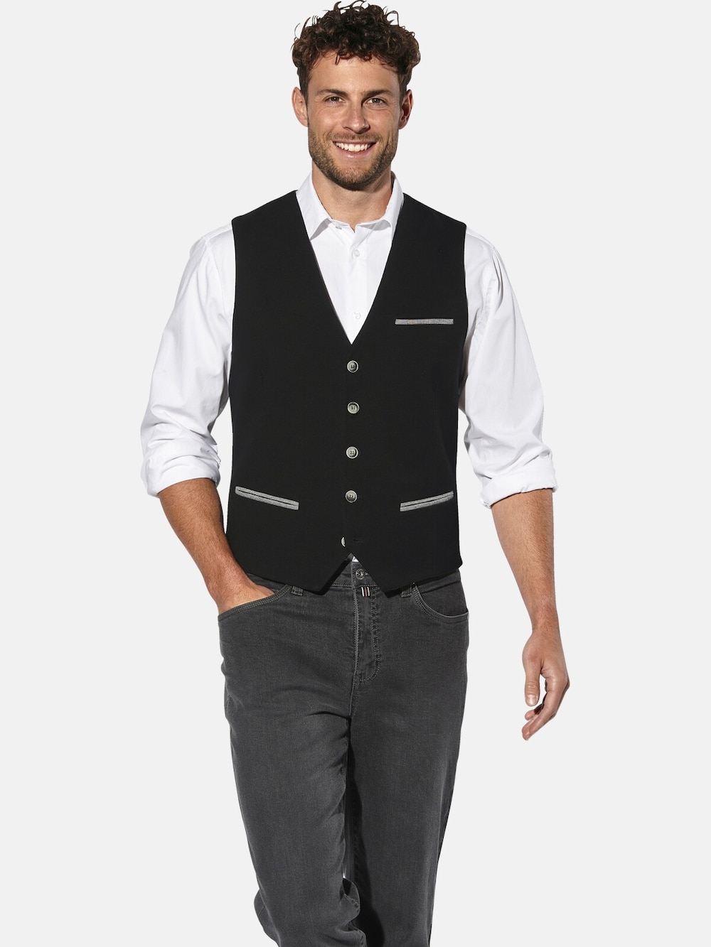 Große Größen Weste MASTORINI, Herren, schwarz, Größe: 58, Baumwolle, Happy Size DE Men von Happy Size DE Men