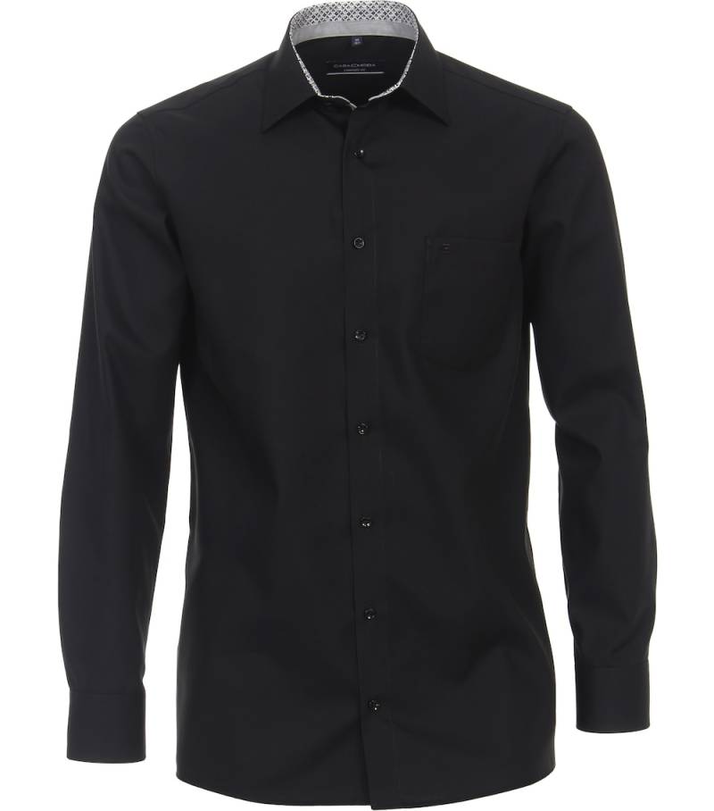 Große Größen Businesshemd Uni mit Kent-Kragen in Comfort Fit extra langer Arm 72cm uni Comfort Fit, Herren, schwarz, Größe: 64, Baumwolle, Happy Size Men von CASAMODA