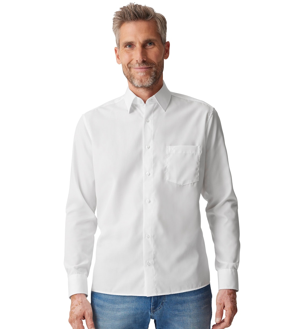 Große Größen Businesshemd extra langer Arm 72cm uni Comfort Fit, Herren, weiß, Größe: 54, Baumwolle, Happy Size Men von CASAMODA