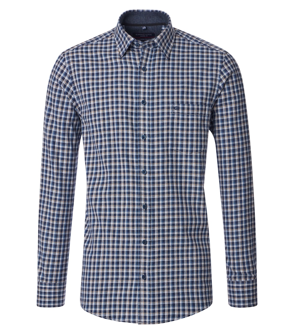 Große Größen Flanellhemd kariert Casual Fit, Herren, blau, Größe: 3XL, Baumwolle, Happy Size DE Men von CASAMODA