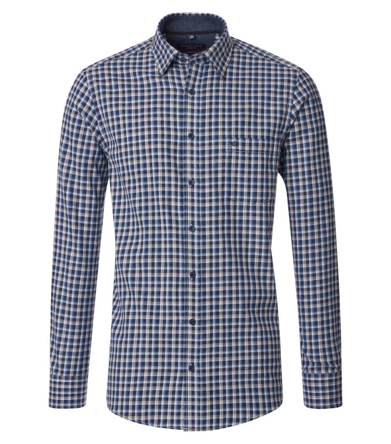 Große Größen Flanellhemd kariert Casual Fit, Herren, blau, Größe: 3XL, Baumwolle, Happy Size DE Men von CASAMODA