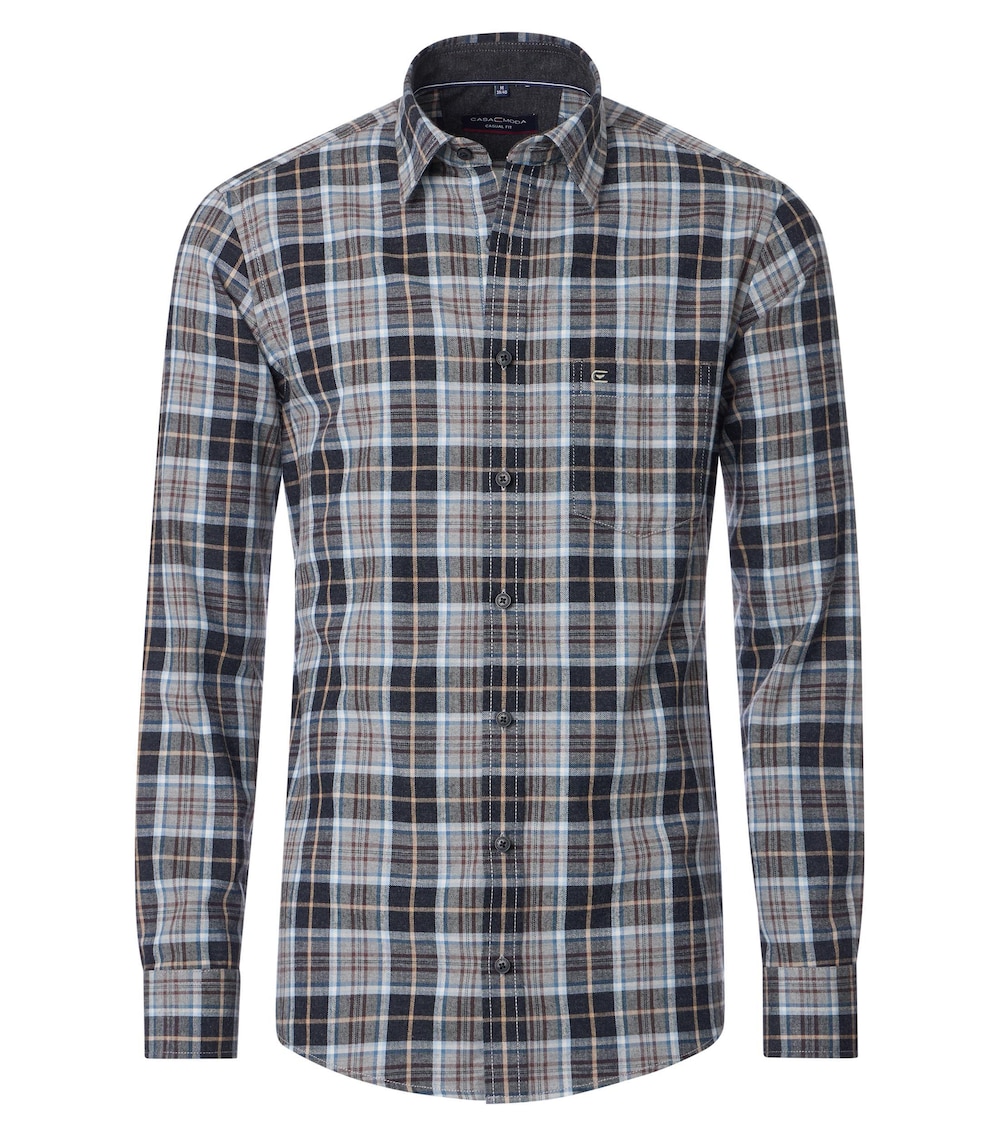 Große Größen Flanellhemd kariert Casual Fit, Herren, blau, Größe: 5XL, Baumwolle, Happy Size DE Men von CASAMODA