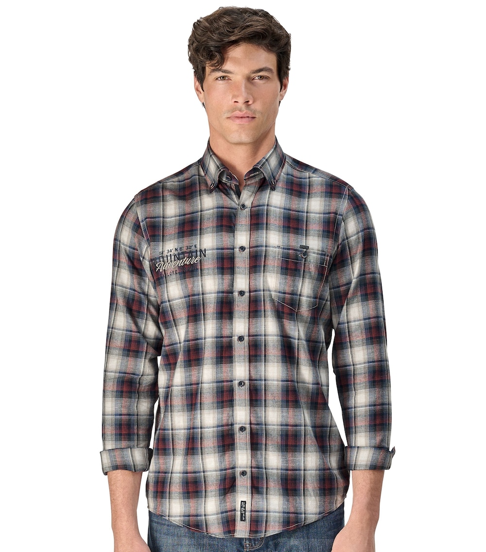 Große Größen Flanellhemd kariert Casual Fit, Herren, blau, Größe: 6XL, Baumwolle, Happy Size Men von CASAMODA