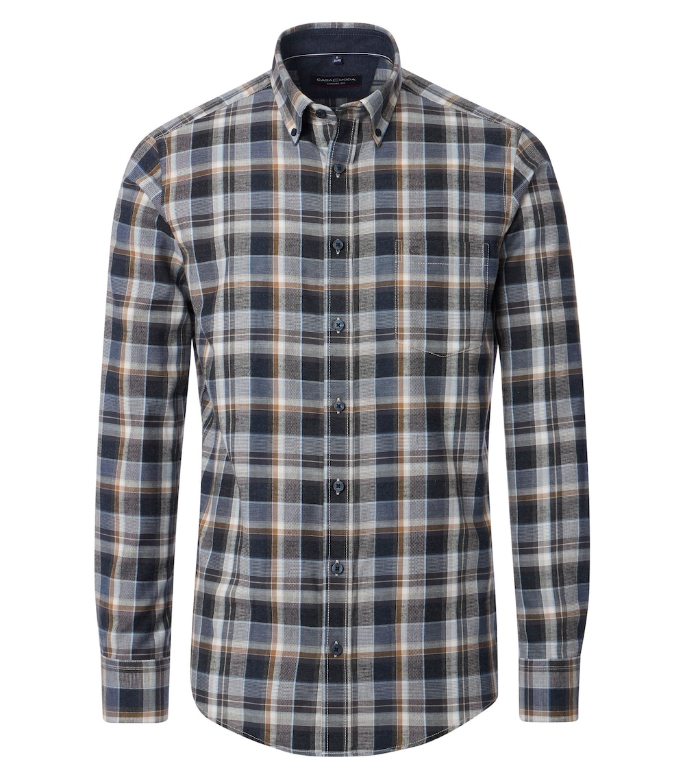 Große Größen Flanellhemd kariert Casual Fit, Herren, blau, Größe: L, Baumwolle, Happy Size Men von CASAMODA