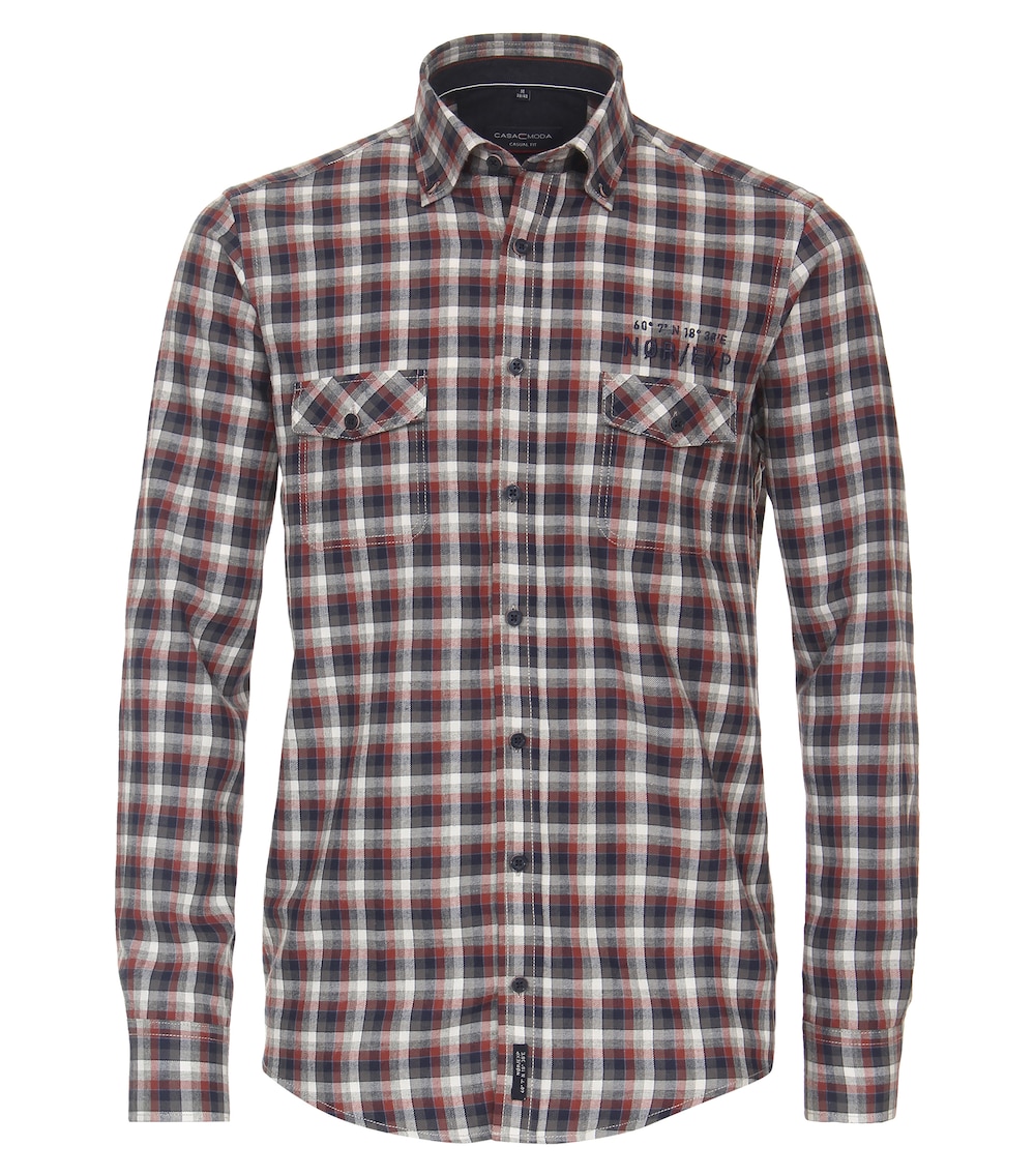 Große Größen Flanellhemd kariert Casual Fit, Herren, braun, Größe: 4XL, Baumwolle, Happy Size DE Men von CASAMODA