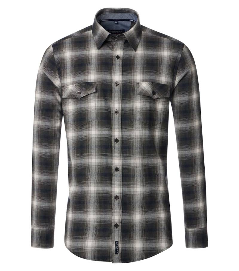 Große Größen Flanellhemd kariert Casual Fit, Herren, braun, Größe: 5XL, Baumwolle, Happy Size DE Men von CASAMODA