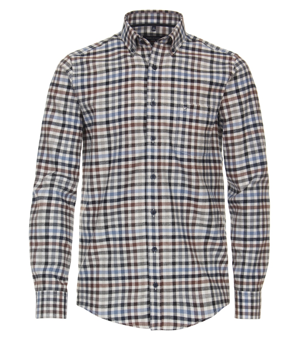 Große Größen Flanellhemd kariert Casual Fit, Herren, braun, Größe: 6XL, Baumwolle, Happy Size DE Men von CASAMODA