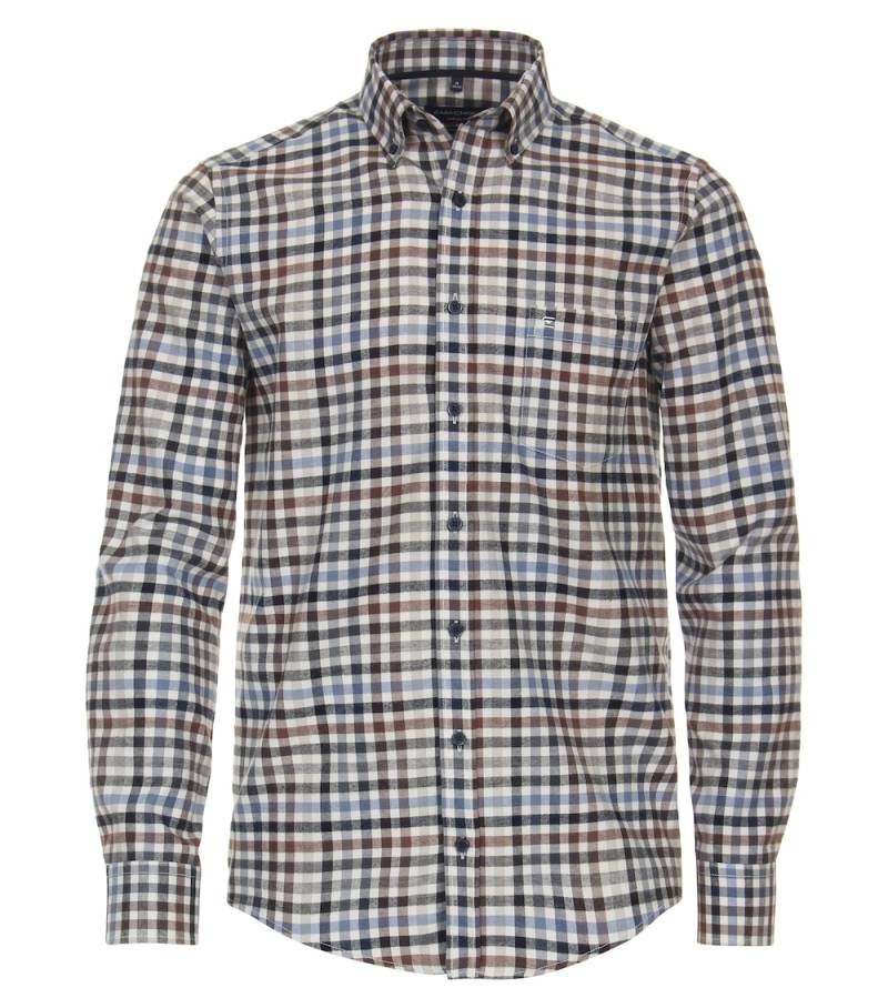 Große Größen Flanellhemd kariert Casual Fit, Herren, braun, Größe: 6XL, Baumwolle, Happy Size DE Men von CASAMODA