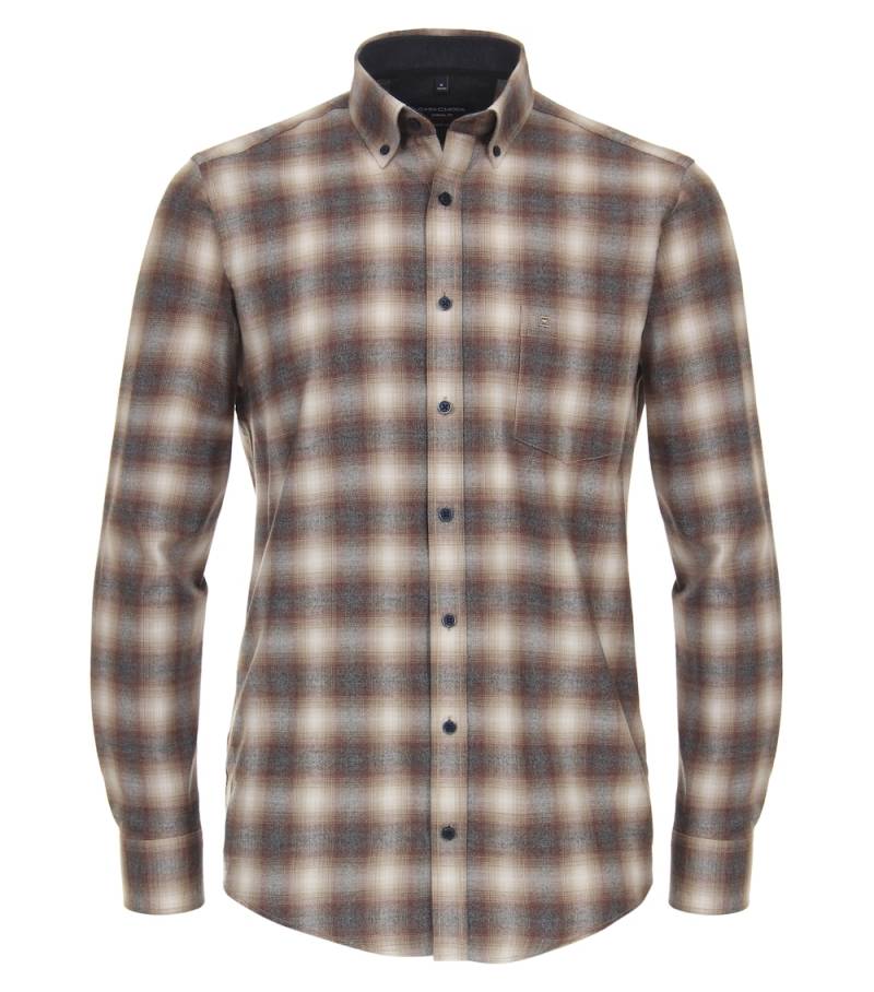 Große Größen Flanellhemd kariert Casual Fit, Herren, braun, Größe: 7XL, Baumwolle, Happy Size DE Men von CASAMODA