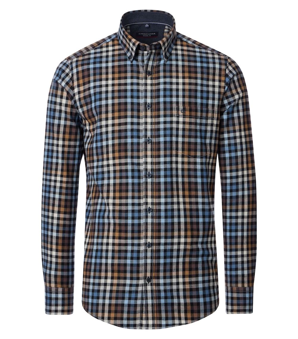 Große Größen Flanellhemd kariert Casual Fit, Herren, grau, Größe: 7XL, Baumwolle, Happy Size DE Men von CASAMODA