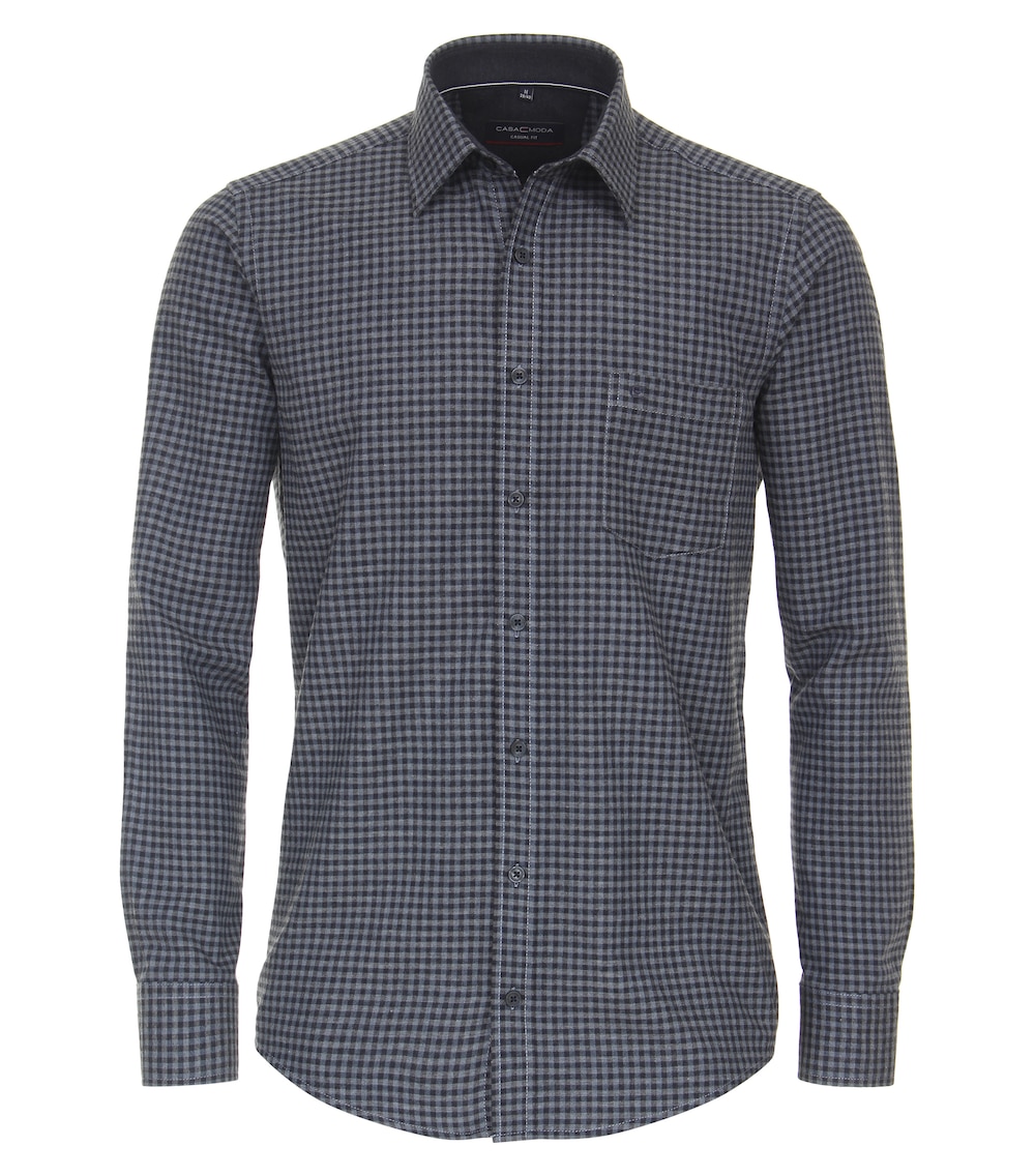 Große Größen Flanellhemd kariert Casual Fit, Herren, grau, Größe: L, Baumwolle, Happy Size Men von CASAMODA