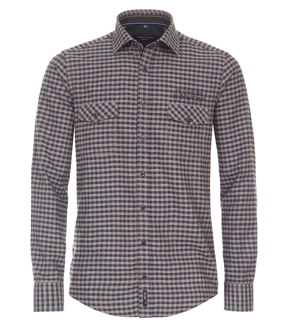 Große Größen Flanellhemd kariert Casual Fit, Herren, grau, Größe: XL, Baumwolle, Happy Size Men von CASAMODA