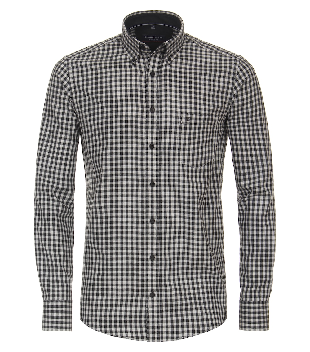 Große Größen Flanellhemd kariert Casual Fit, Herren, grau, Größe: XXL, Baumwolle, Happy Size Men von CASAMODA