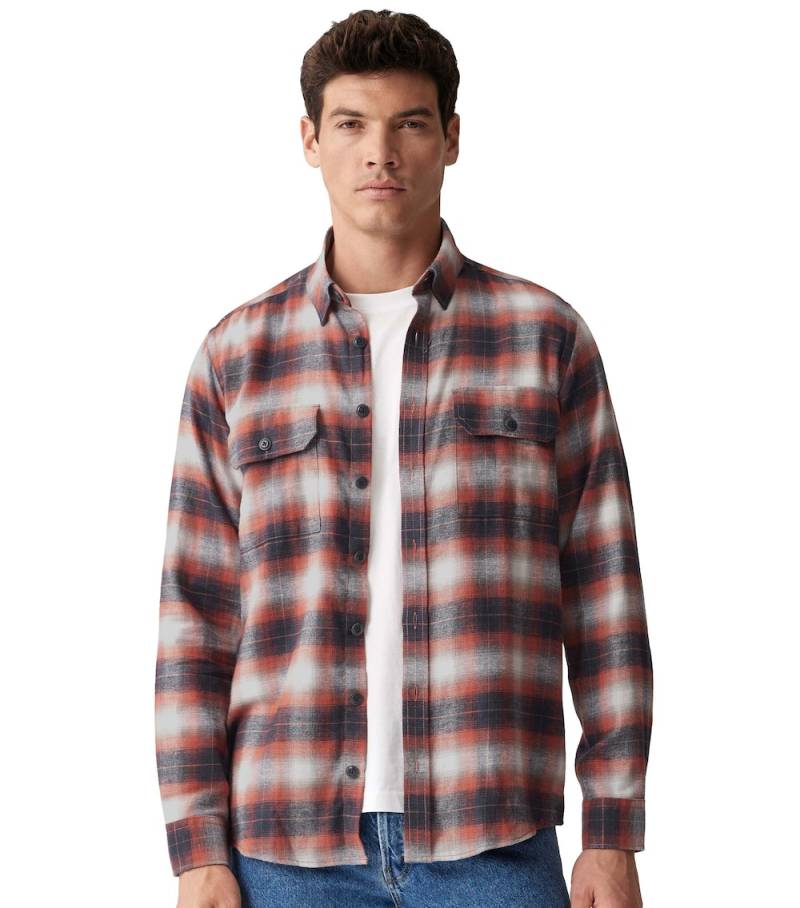 Große Größen Flanellhemd kariert Casual Fit, Herren, orange, Größe: 3XL, Baumwolle, Happy Size DE Men von CASAMODA