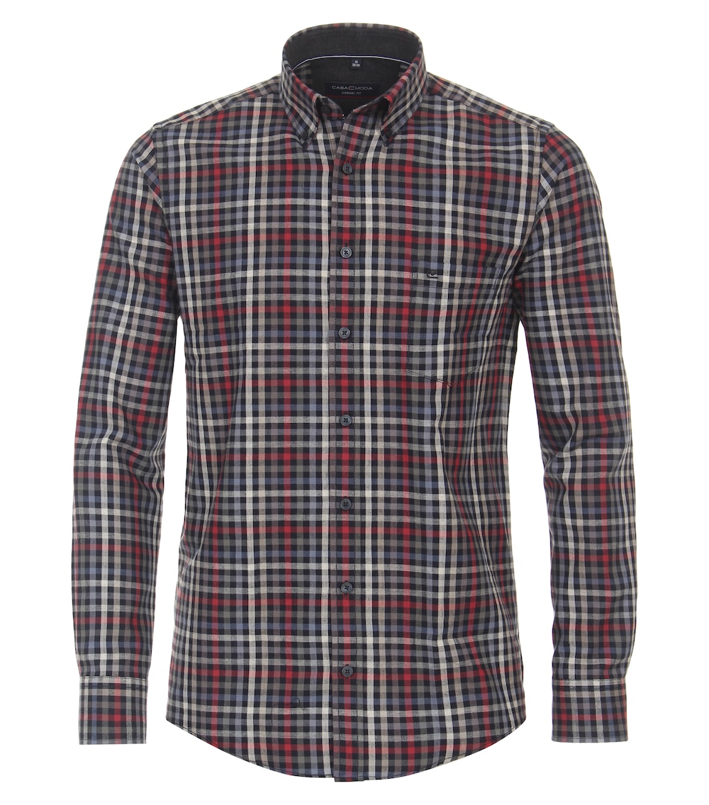 Große Größen Flanellhemd kariert Casual Fit, Herren, rot, Größe: 3XL, Baumwolle, Happy Size Men von CASAMODA