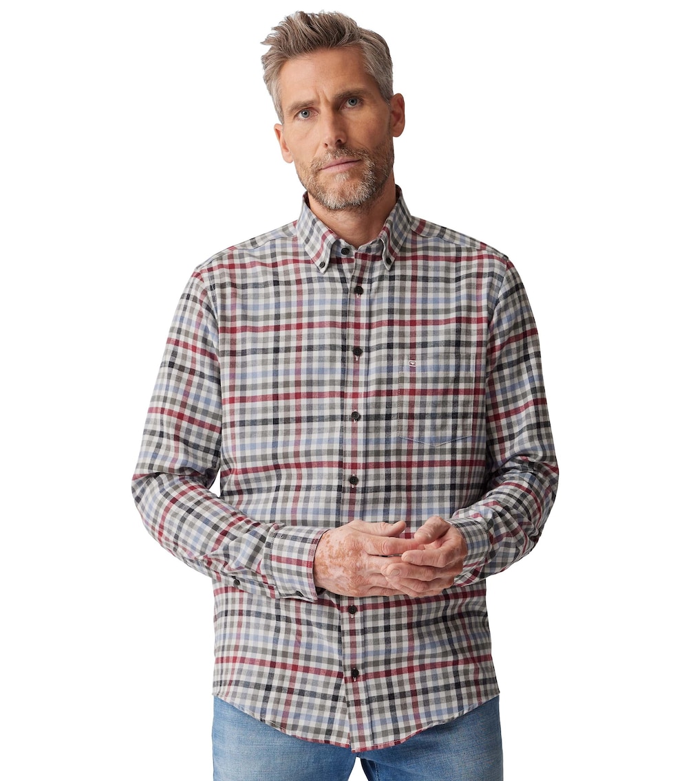 Große Größen Flanellhemd kariert Casual Fit, Herren, rot, Größe: 3XL, Baumwolle, Happy Size Men von CASAMODA