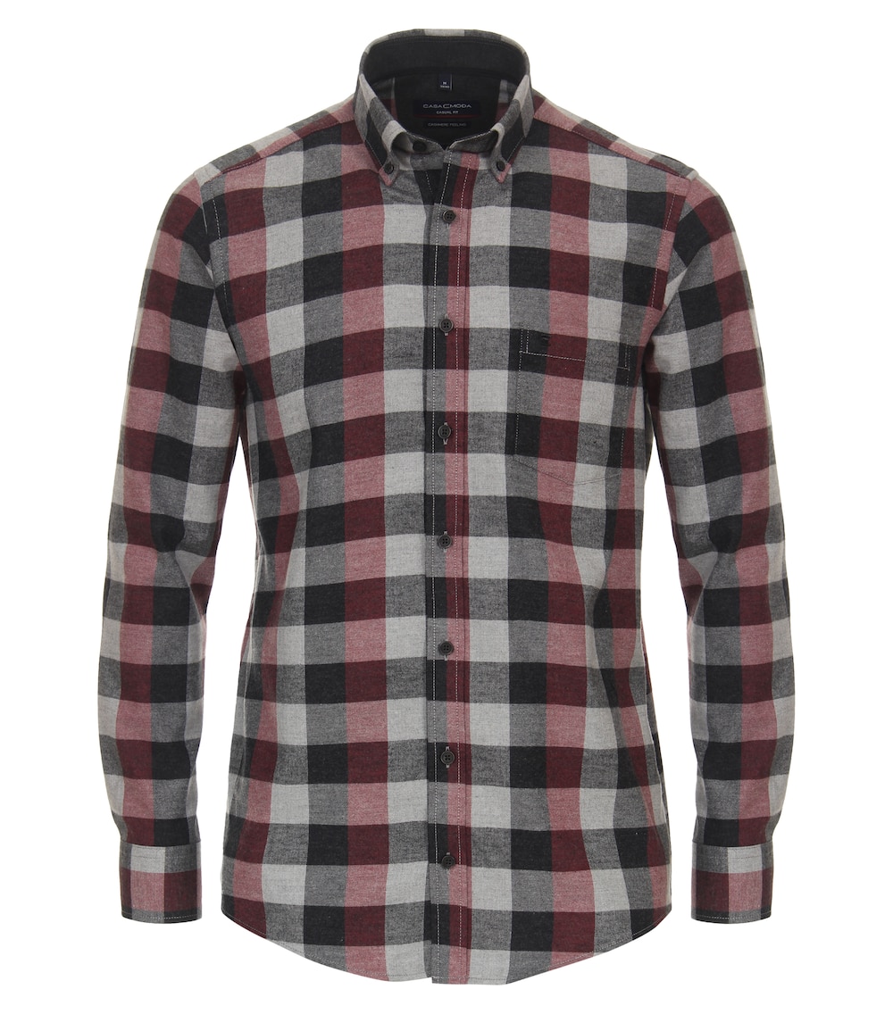 Große Größen Flanellhemd kariert Casual Fit, Herren, rot, Größe: 3XL, Baumwolle, Happy Size Men von CASAMODA
