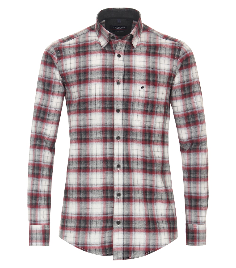 Große Größen Flanellhemd kariert Casual Fit, Herren, rot, Größe: 3XL, Baumwolle, Happy Size DE Men von CASAMODA