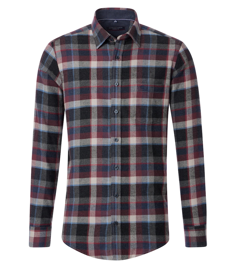 Große Größen Flanellhemd kariert Casual Fit, Herren, rot, Größe: 5XL, Baumwolle, Happy Size Men von CASAMODA