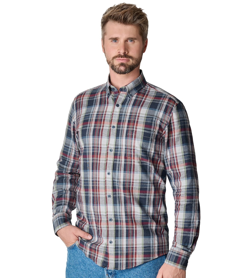 Große Größen Flanellhemd kariert Casual Fit, Herren, rot, Größe: 7XL, Baumwolle, Happy Size Men von CASAMODA