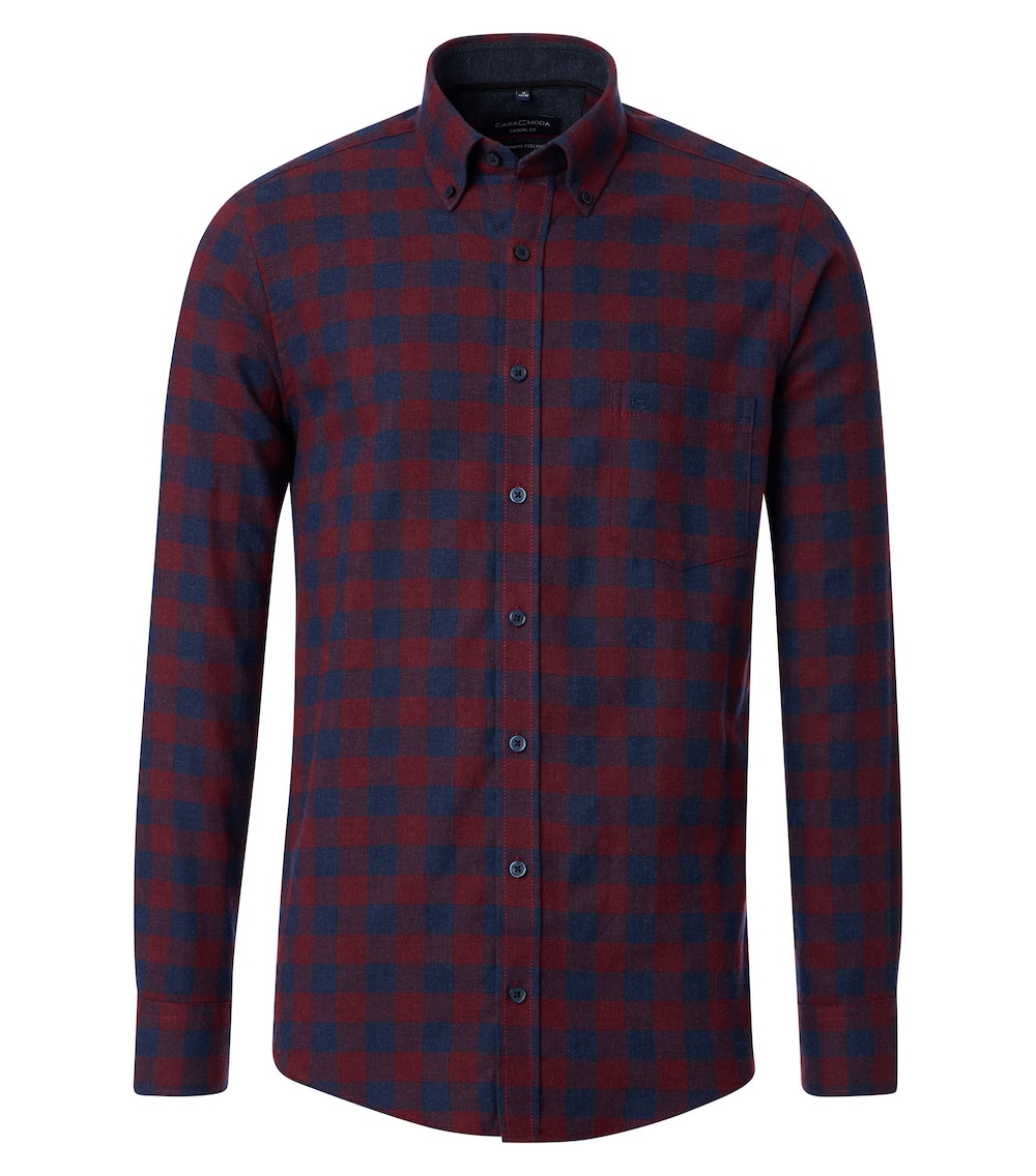 Große Größen Flanellhemd kariert Casual Fit, Herren, rot, Größe: XXL, Baumwolle, Happy Size Men von CASAMODA