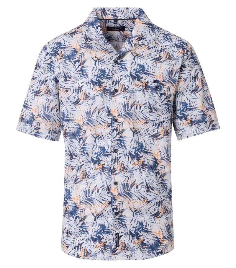 Große Größen Freizeithemd Kurzarm Print Casual Fit, Herren, blau, Größe: 6XL, Baumwolle, Happy Size DE Men von CASAMODA