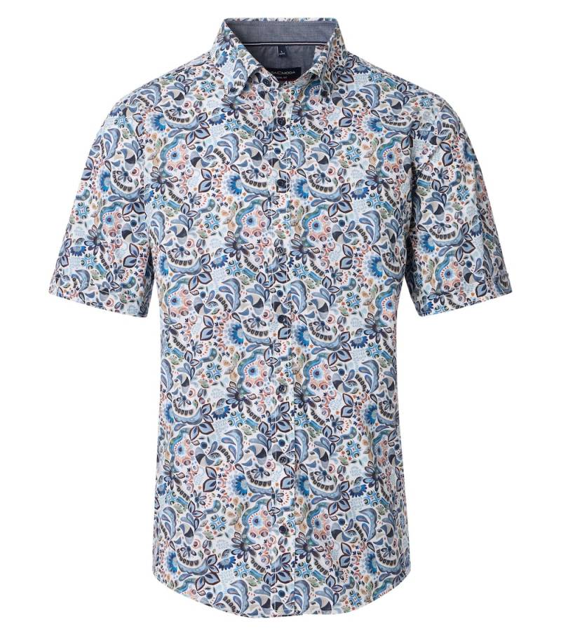 Große Größen Freizeithemd Kurzarm Print Casual Fit, Herren, blau, Größe: 7XL, Baumwolle, Happy Size DE Men von CASAMODA